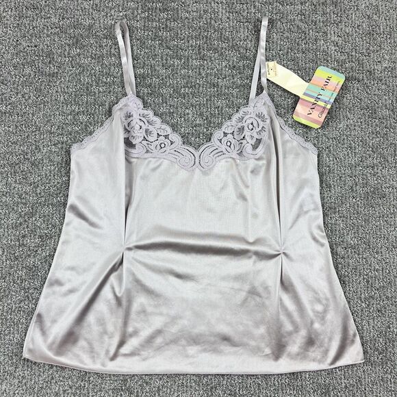 VINTAGE Vanity Fair Camisole Womens 36 Lavender Lace Trim Made USA 90s Fairy Y2K - Picture 1 of 7